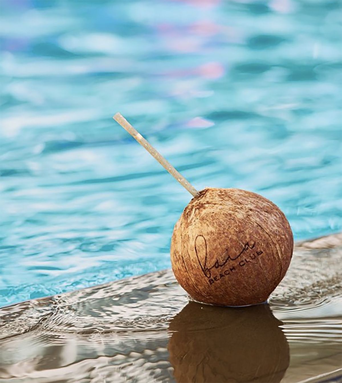Coconut drink poolside